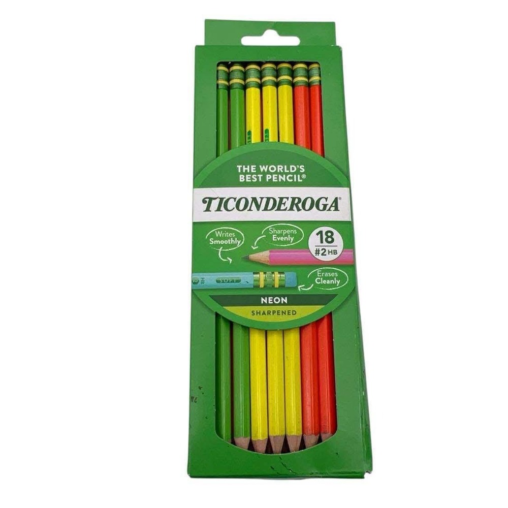 Ticonderoga Neon Sharpened Pencils, 18‎ Count, #2 HB - Bright Colors